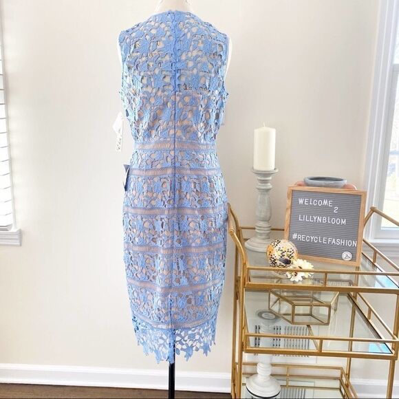 Eliza J NWT lace overlay blue sheath Dress size 10 - Picture 6 of 7